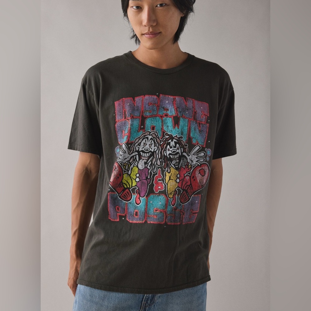 Urban Outfitters Black Graphic Tee with Colorful Design